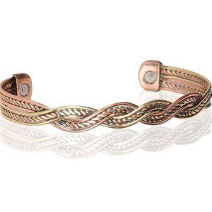 Pure Copper Magnetic Bracelet Arthritis Pain Energy Therapy Cuff Two Tone Twist